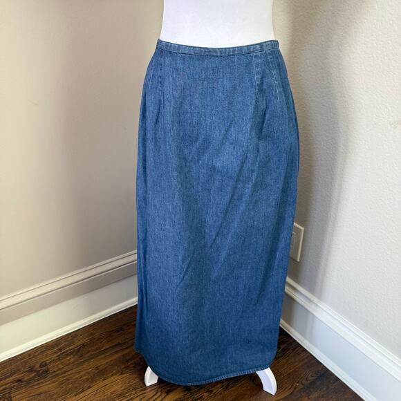 Sun River Vintage Denim Wrap Skirt 100% Cotton Size L High Waist Nautical - Picture 5 of 8